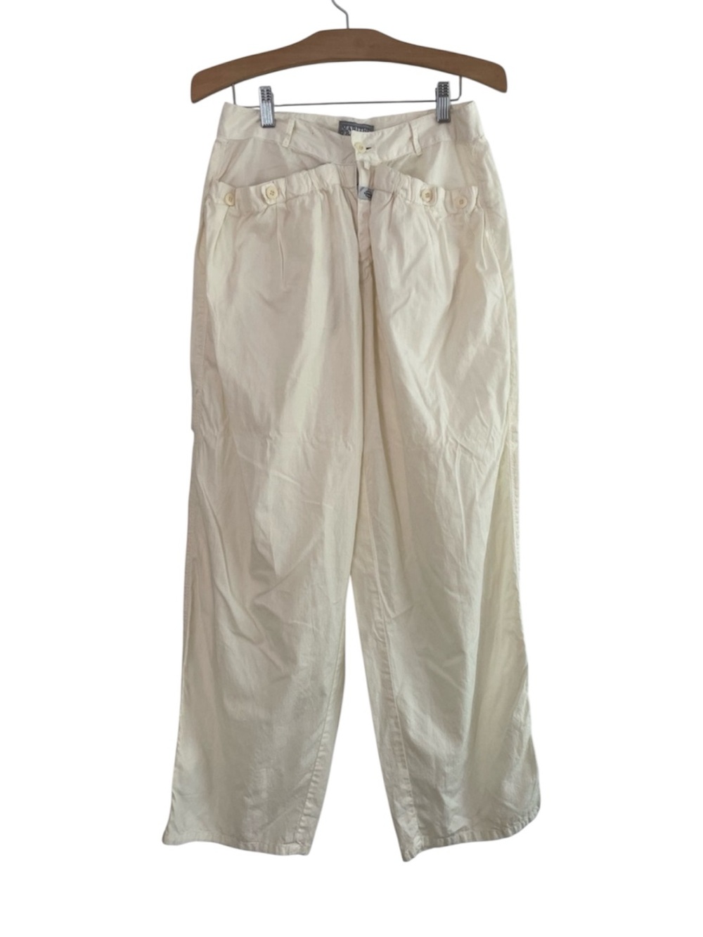 Rare Vintage Marithé François Girbaud Ivory Architectural Cotton Trousers 11/12